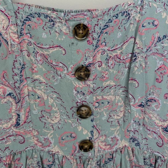 Juniors' Mudd® Long Sleeve Squareneck Blue Pink Paisley Print Dress Small - Picture 4 of 12